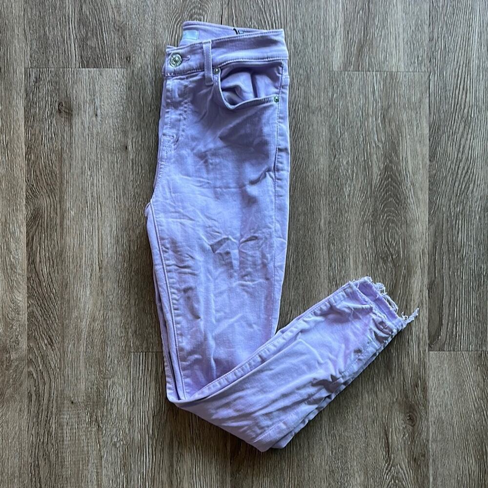 7 For‎ All Mankind The Ankle Skinny Jeans Light Purple Size 24 High Rise